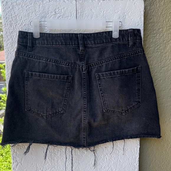 Free People Black Faded Distressed Denim Skirt - Picture 5 of 6